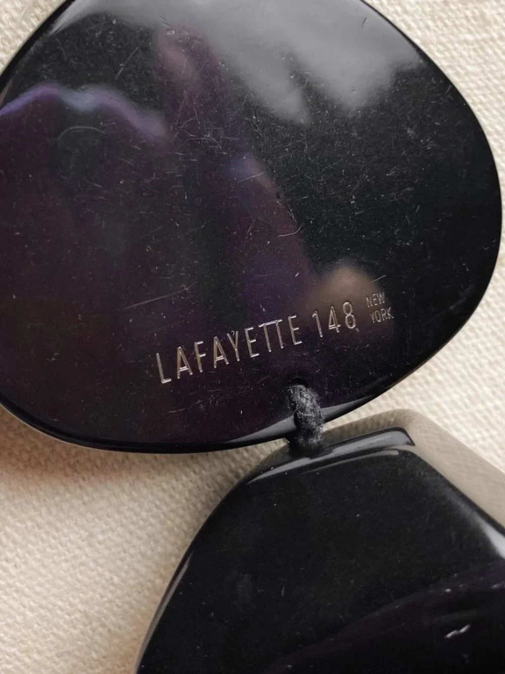 Lafayette 148 New York Large Faux Horn Pebble Modernist Pendant Leather Necklace